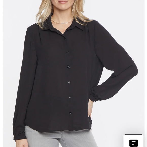 NWT NYDJ Black Modern Blouse Size Large button front - Picture 2 of 5